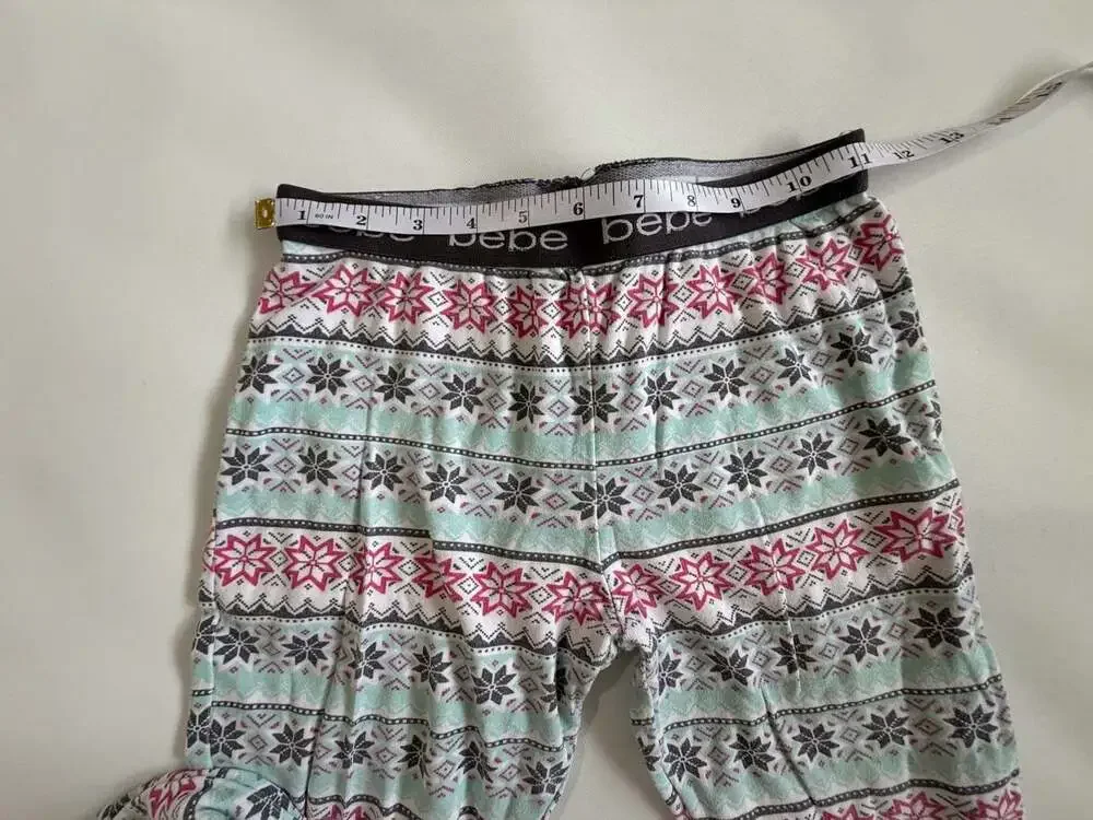 bebe Girls Leggings Mint Pink Fair Isle Pajama Lounge Cotton Winter